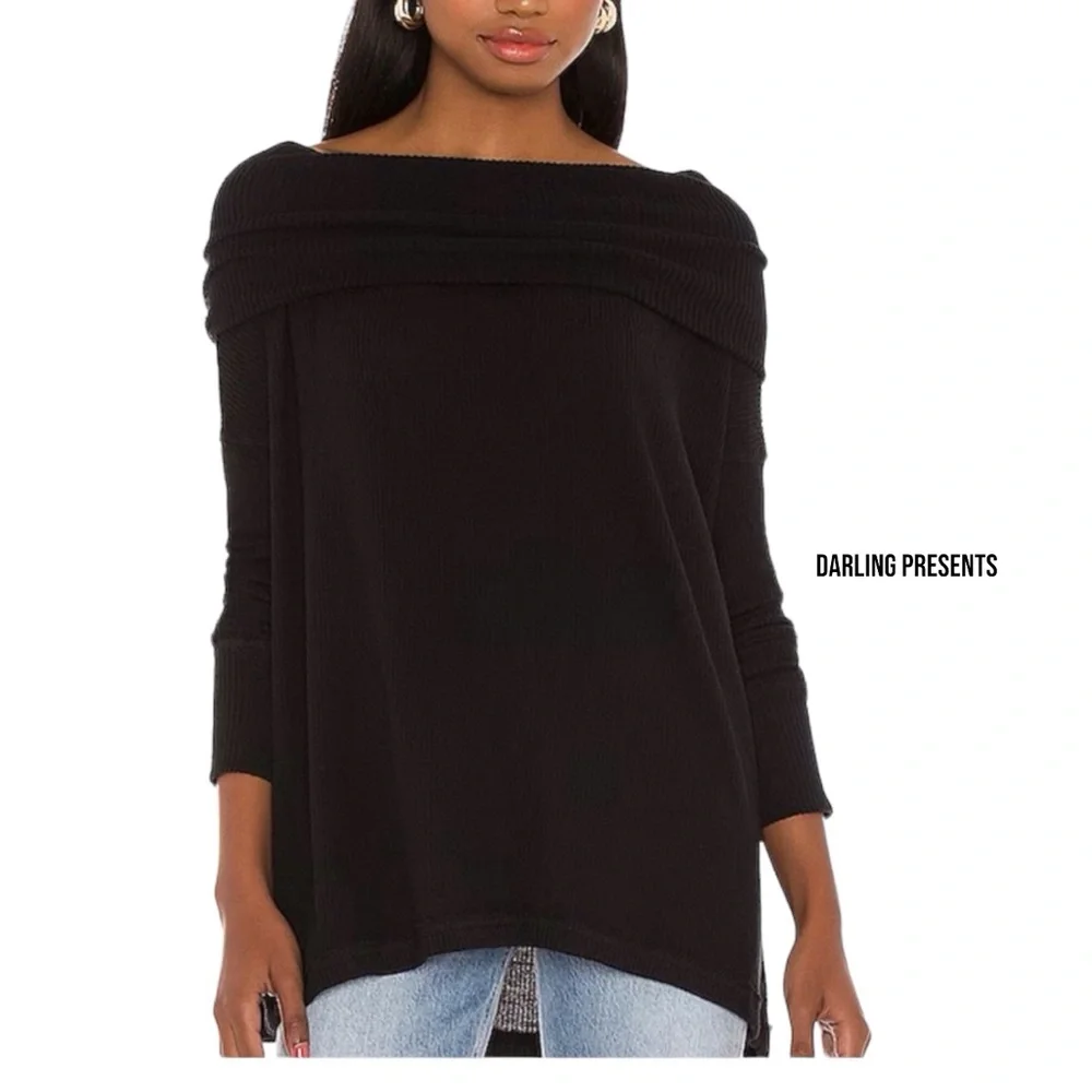 Free People Juicy Long Sleeve Cowl Neck Top Women Color Black Size S